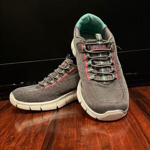 Skechers Sneakers Relaxed Fit Air Cooled Memory Foam Grey Pink Teal Women's 6